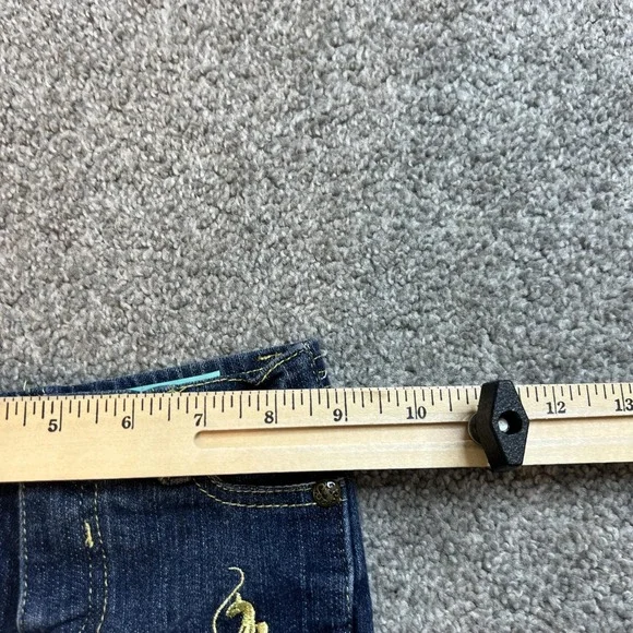 vtg y2k Baby Phat Jeans Girls 12M Dark Wash Denim Pants Gold Logo Stretch - Picture 5 of 11